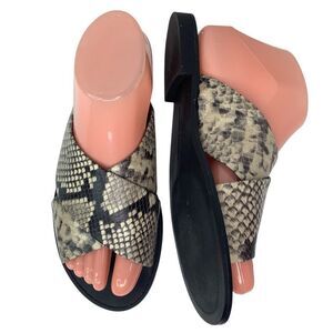 Banana Republic Snakeskin White/Black Strap Slip On Women’s Slide Sandals Sz 8M